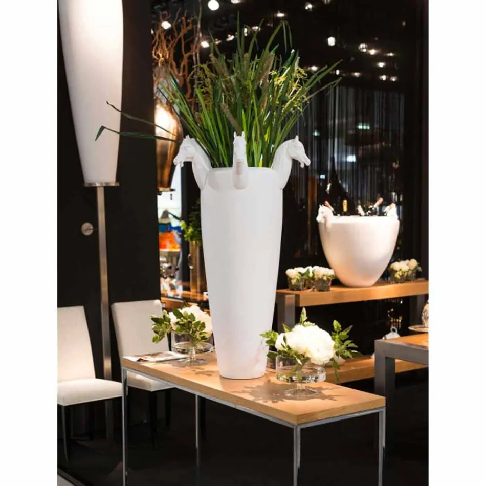 Vaso alto para interior em cerâmica branca ou ouro brilhante feito na Itália - Jacky Viadurini