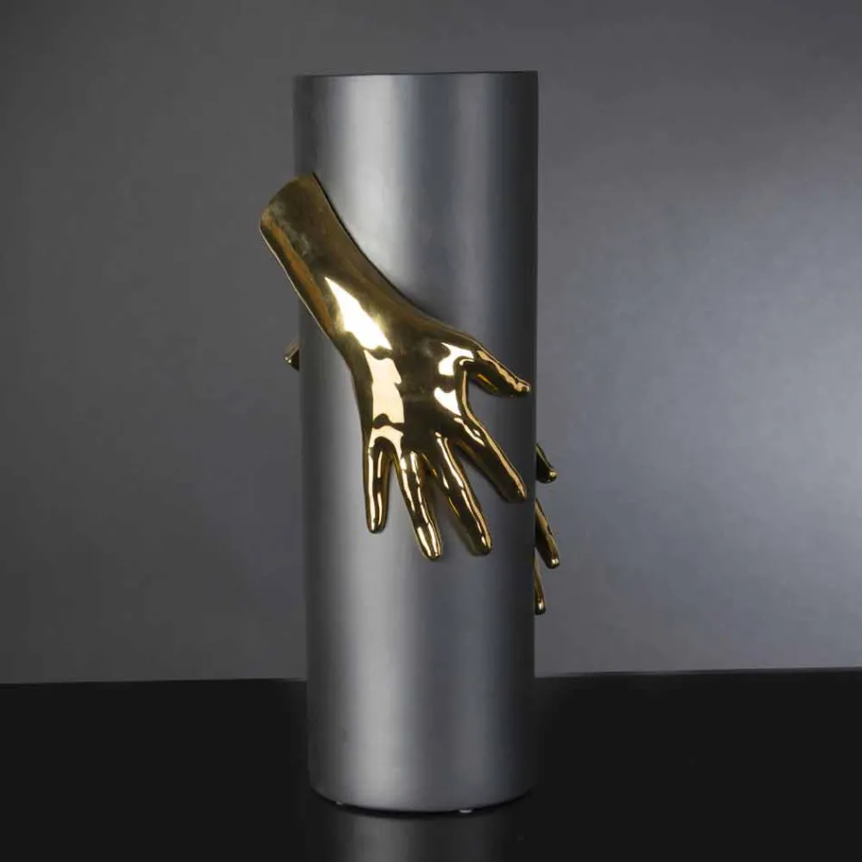 Vaso de cerâmica alto para interior feito à mão na Itália - Monte Viadurini