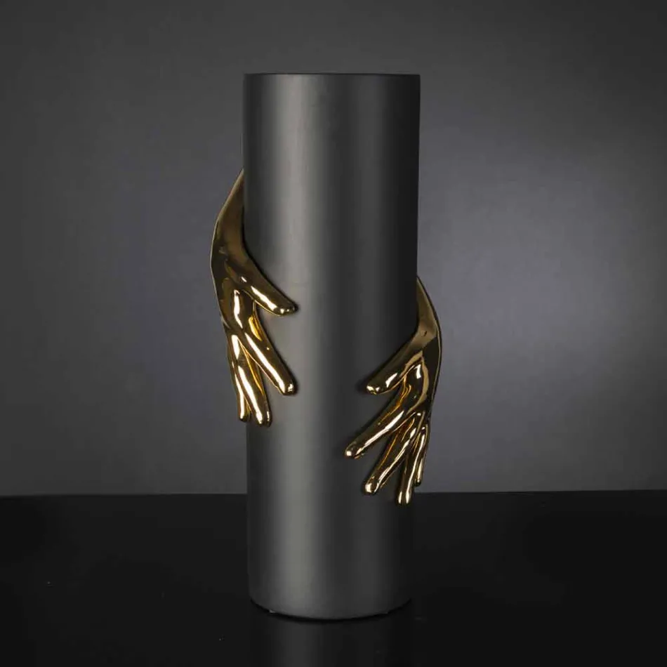 Vaso de cerâmica alto para interior feito à mão na Itália - Monte Viadurini