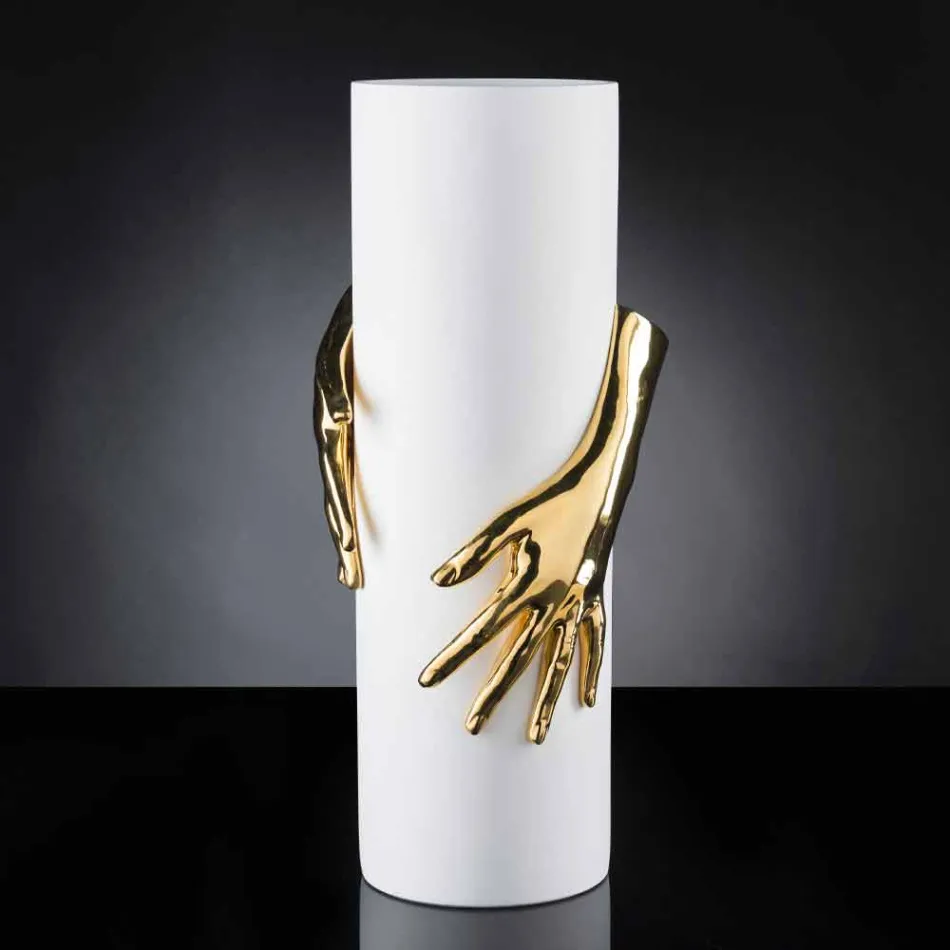 Vaso de cerâmica alto para interior feito à mão na Itália - Monte Viadurini