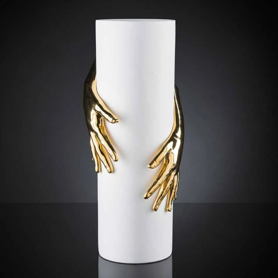 Vaso de cerâmica alto para interior feito à mão na Itália - Monte Viadurini