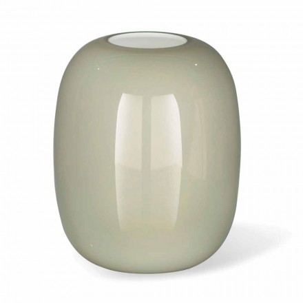 Vaso artesanal de vidro brilhante branco ou cinza feito na Itália - Malindi Viadurini