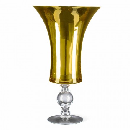 Vaso artesanal em vidro soprado branco ou ouro 24k feito na Itália - Canberra Viadurini
