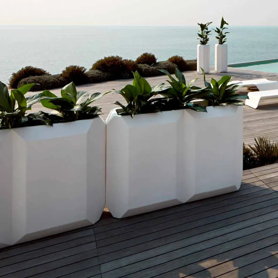 Vaso Branco para Interior ou Exterior em Plástico de 3 Tamanhos - Gem by Myyour Viadurini