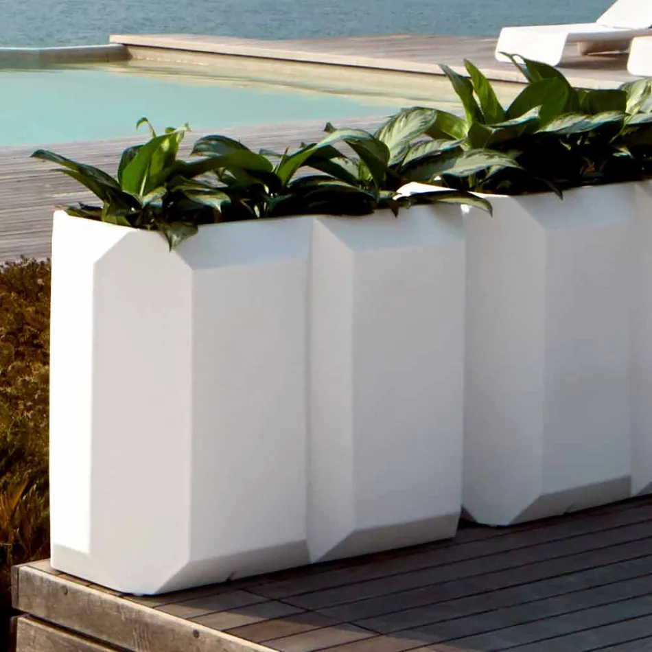 Vaso Branco para Interior ou Exterior em Plástico de 3 Tamanhos - Gem by Myyour Viadurini