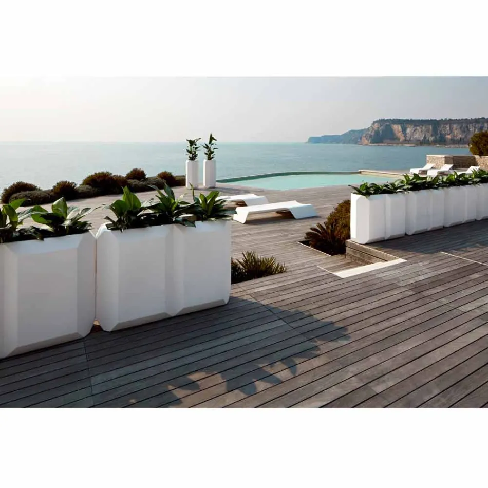 Vaso Branco para Interior ou Exterior em Plástico de 3 Tamanhos - Gem by Myyour Viadurini