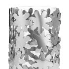 Vaso Cilíndrico em Vidro e Metal Prateado e Decoração Luxuosa com Flores - Terraceo Viadurini