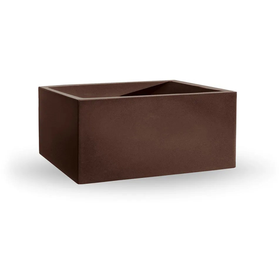 Vaso retangular de polietileno colorido feito na Itália - cinza Viadurini