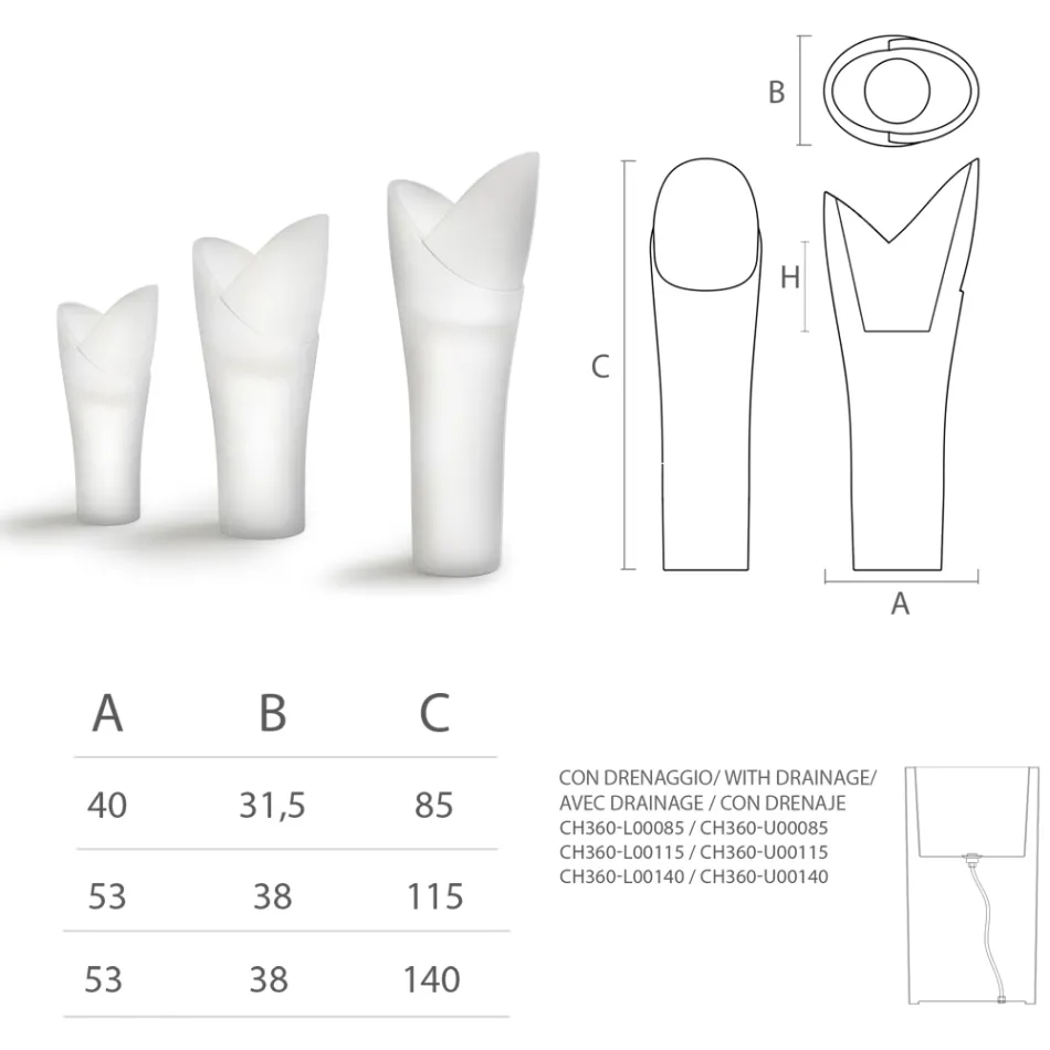 Jarra Luminosa para Exterior em Polietileno Branco Fabricado na Itália - Galileo Viadurini