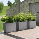 Vaso de exterior retangular em polietileno fabricado na Itália - Albarone Viadurini