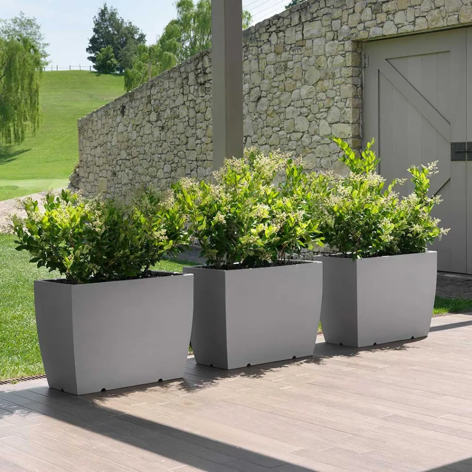 Vaso de exterior retangular em polietileno fabricado na Itália - Albarone Viadurini