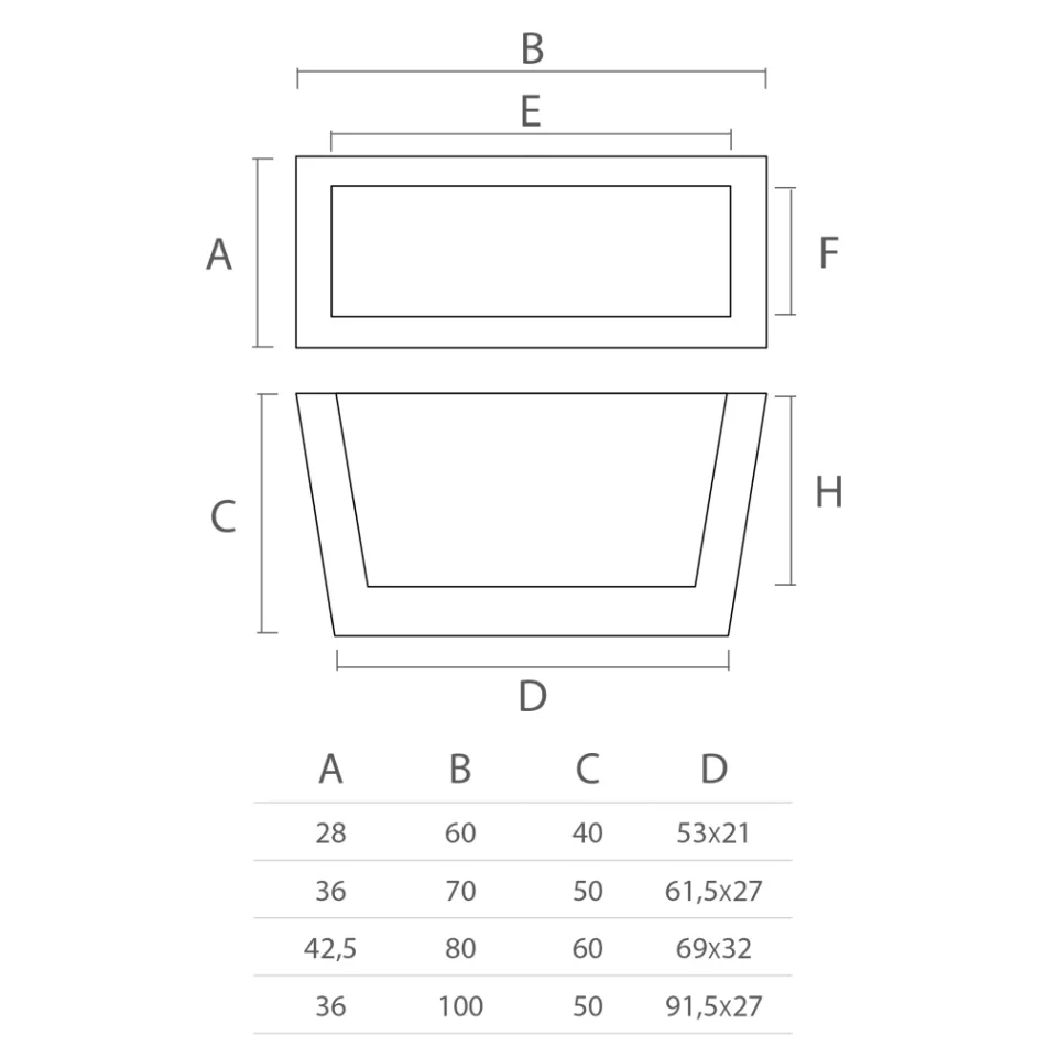 Vaso de exterior retangular em polietileno fabricado na Itália - Albarone Viadurini