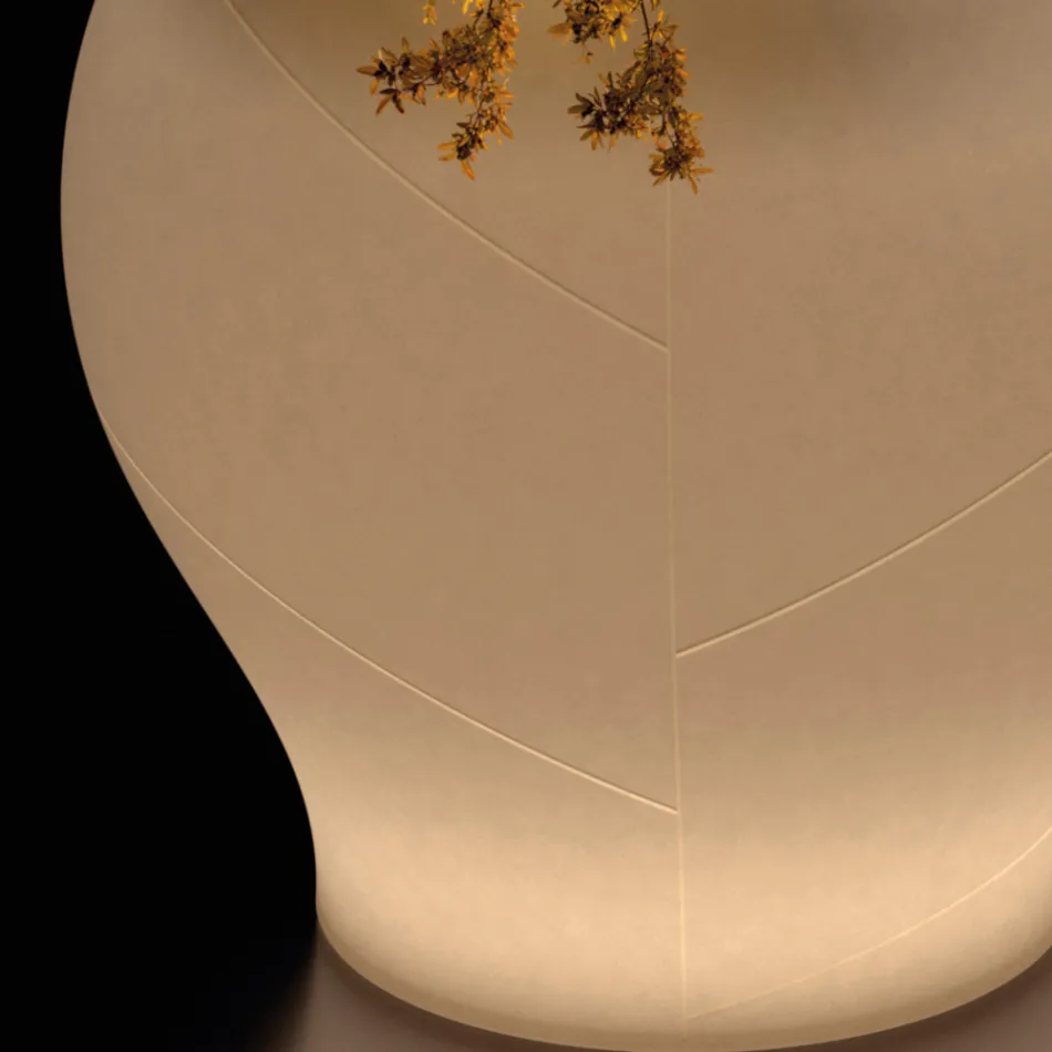 Vaso de jardim luminoso em polietileno alabastro, fabricado na Itália - Lotus Viadurini