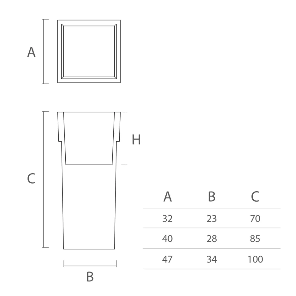 Vaso de jardim quadrado em polietileno colorido fabricado na Itália - Vidal Viadurini