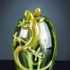 Vaso de vitral com lagartixas feito à mão na Itália - Geco Viadurini