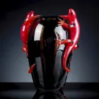 Vaso de vitral com lagartixas feito à mão na Itália - Geco Viadurini