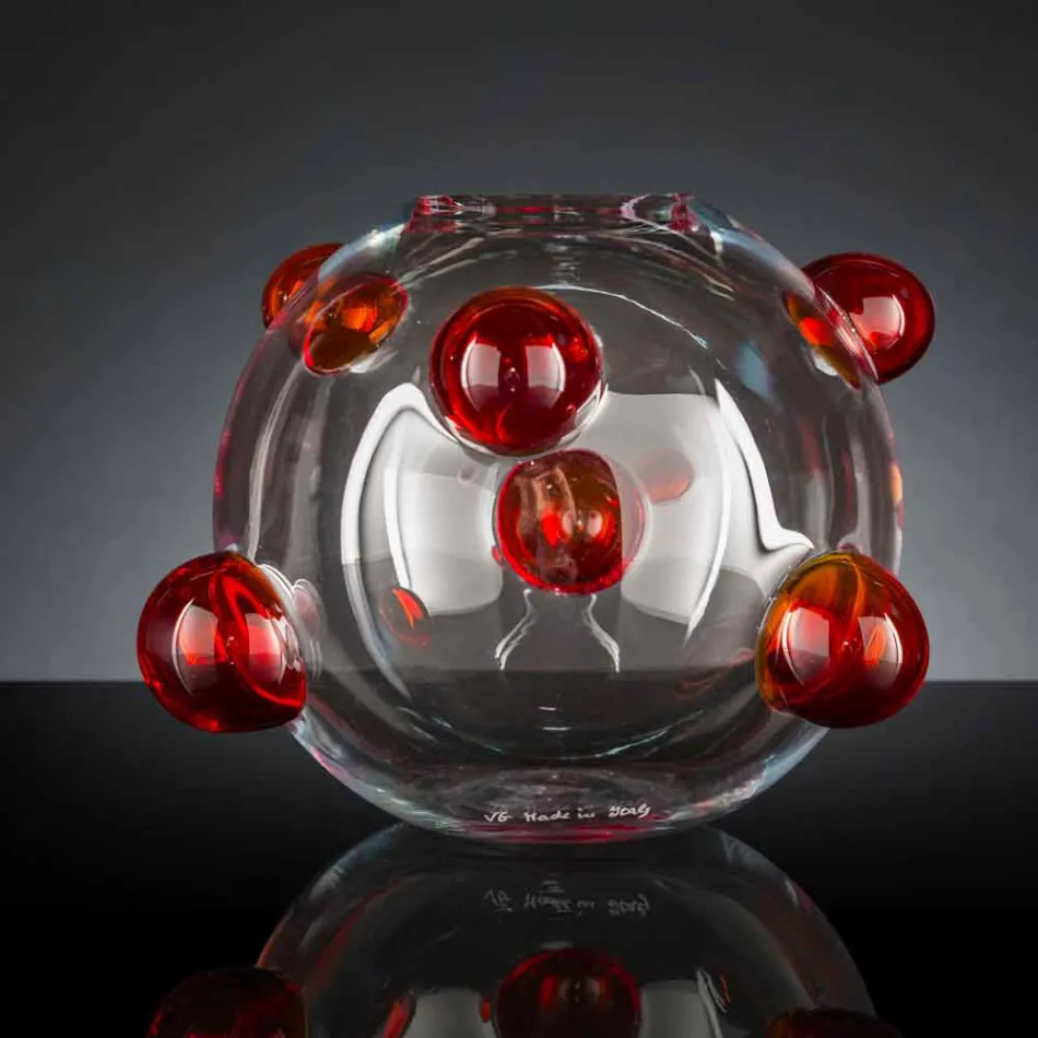 Vaso redondo interno em vidro soprado de Murano feito na Itália - Astore Viadurini