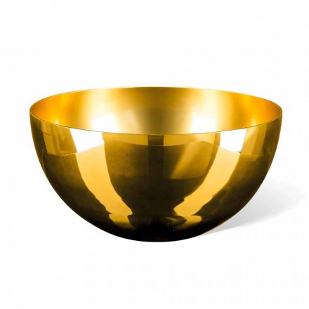 Vaso redondo interno em vidro soprado com acabamento dourado 24k feito na Itália - dourado Viadurini