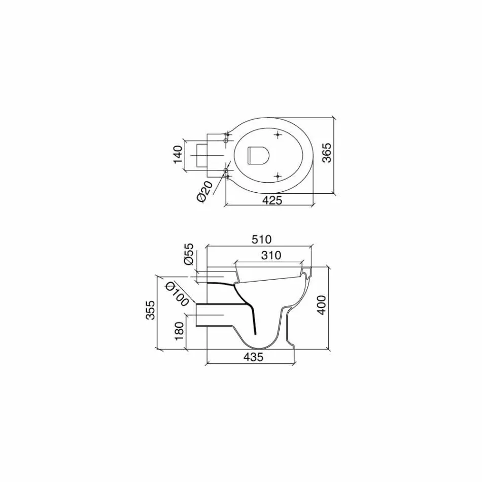 Vaso de chão Design clássico de volta à parede Made in Italy Ceramic - Marwa Viadurini