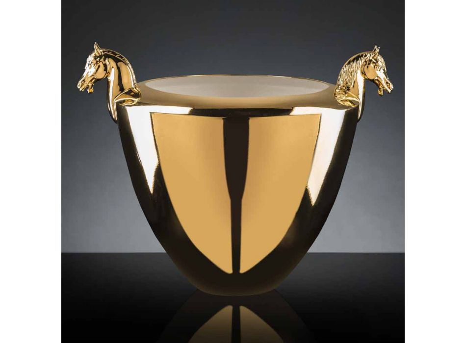 Vaso decorativo artesanal em cerâmica branca ou ouro 24k feito na Itália - Jakcy Viadurini