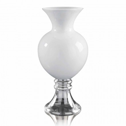 Vaso Decorativo Interior em Vidro Branco e Transparente Made in Italy - Frodino Viadurini