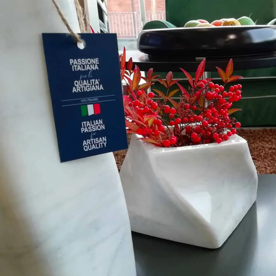 Vaso Decorativo em Bardiglio ou Mármore Carrara Fabricado na Itália - Prisma Viadurini