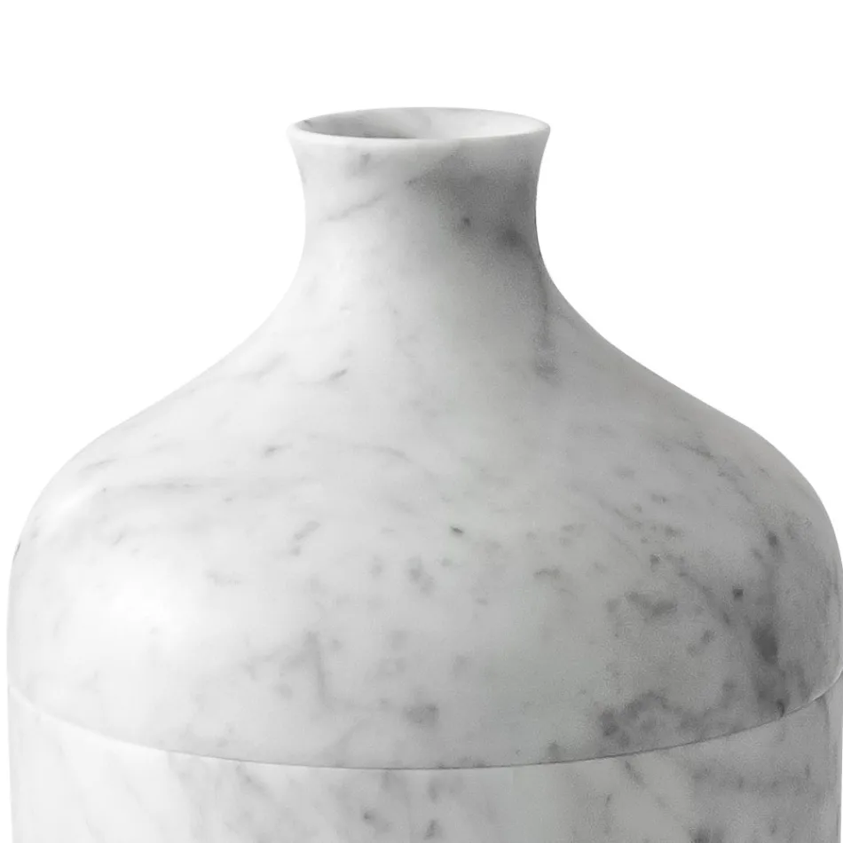 Vaso Decorativo em Mármore Branco Carrara com Design de Luxo Italiano - Calar Viadurini
