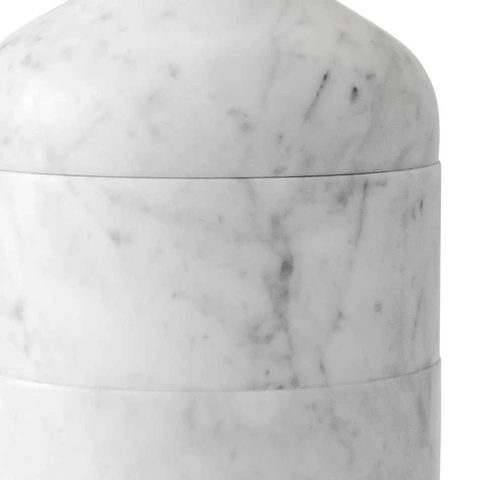 Vaso Decorativo em Mármore Branco Carrara com Design de Luxo Italiano - Calar Viadurini