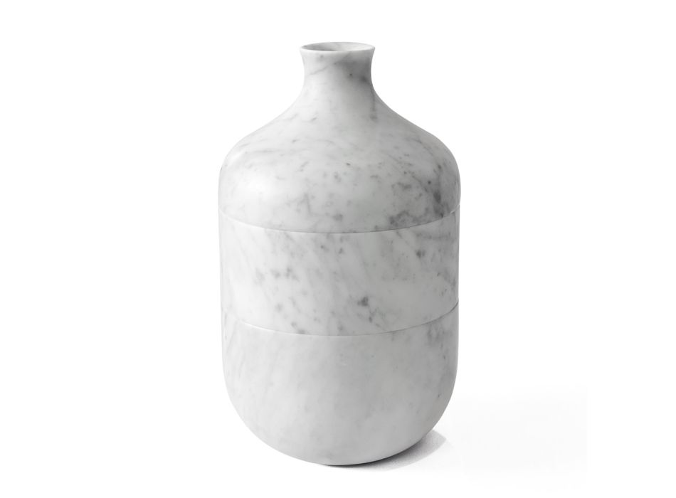 Vaso Decorativo em Mármore Branco Carrara com Design de Luxo Italiano - Calar Viadurini