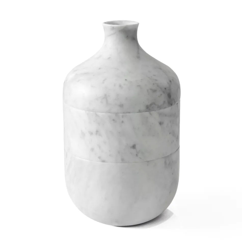 Vaso Decorativo em Mármore Branco Carrara com Design de Luxo Italiano - Calar Viadurini