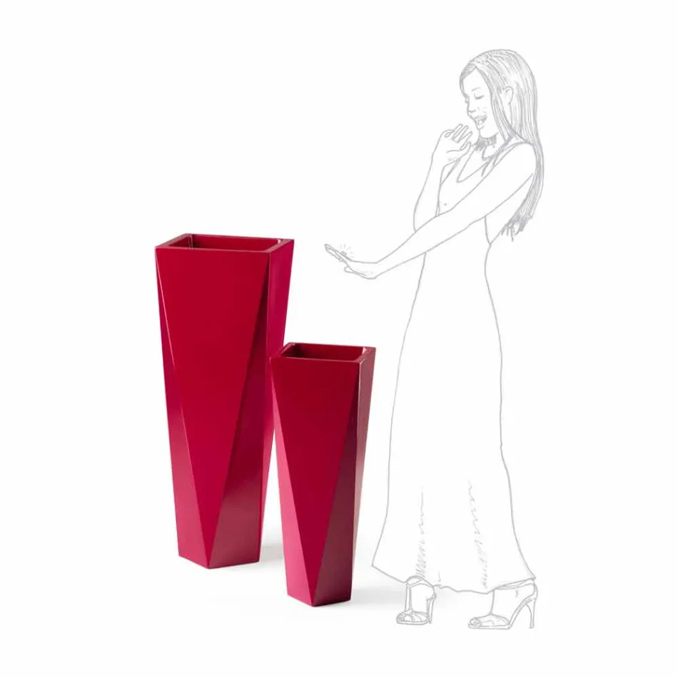 Vaso decorativo de polietileno quadrado com design feito na Itália - Bonina Viadurini