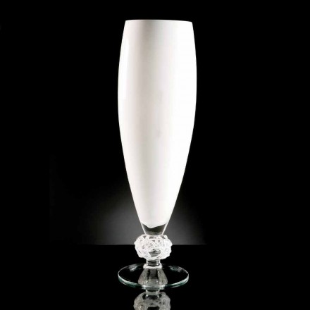 Vaso Decorativo em Vidro Branco e Transparente Feito à Mão na Itália - Crezia Viadurini