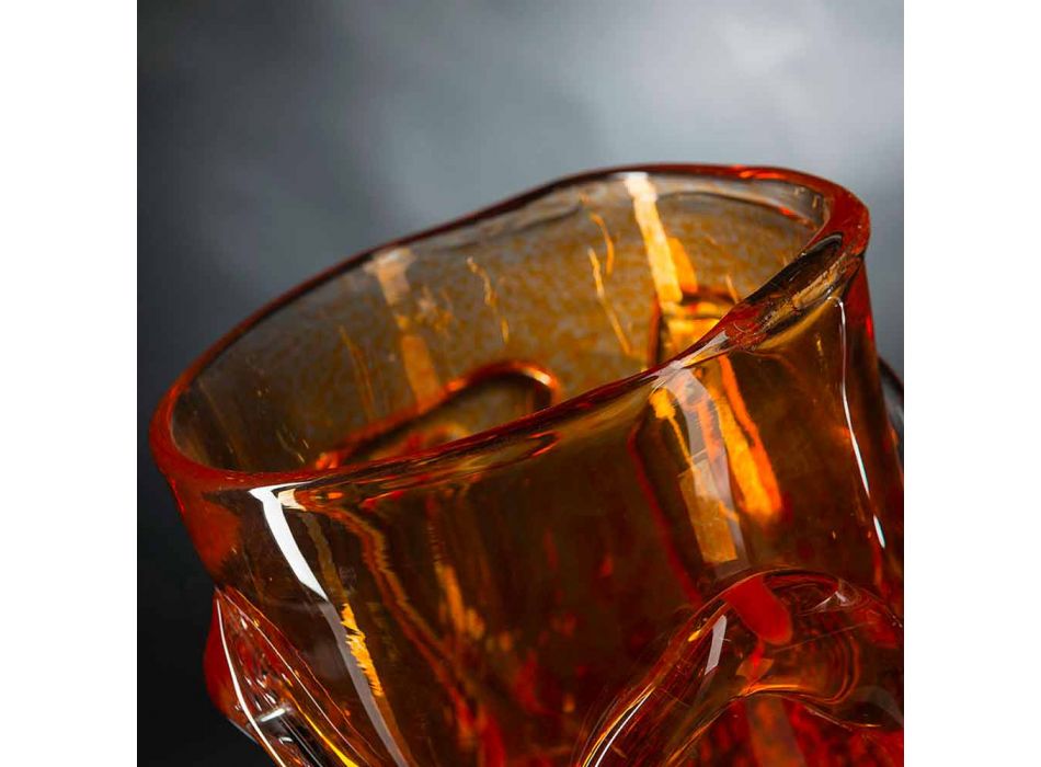 Vaso decorativo de vidro soprado laranja Murano Made in Italy - Mister Viadurini