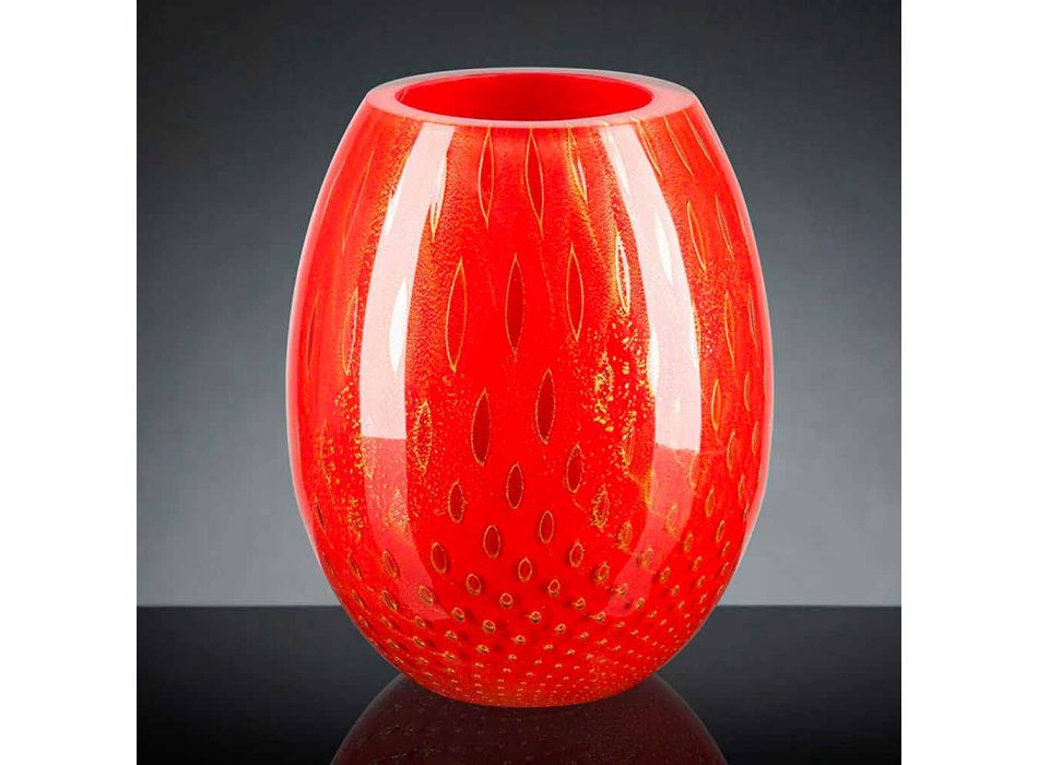 Vaso decorativo em vidro soprado colorido Murano Made in Italy - Barletta Viadurini
