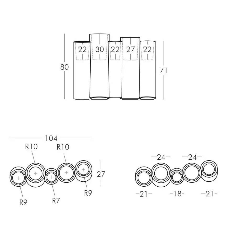 Vaso decorativo brilhante Slide Bambu de design moderno feito na Itália Viadurini