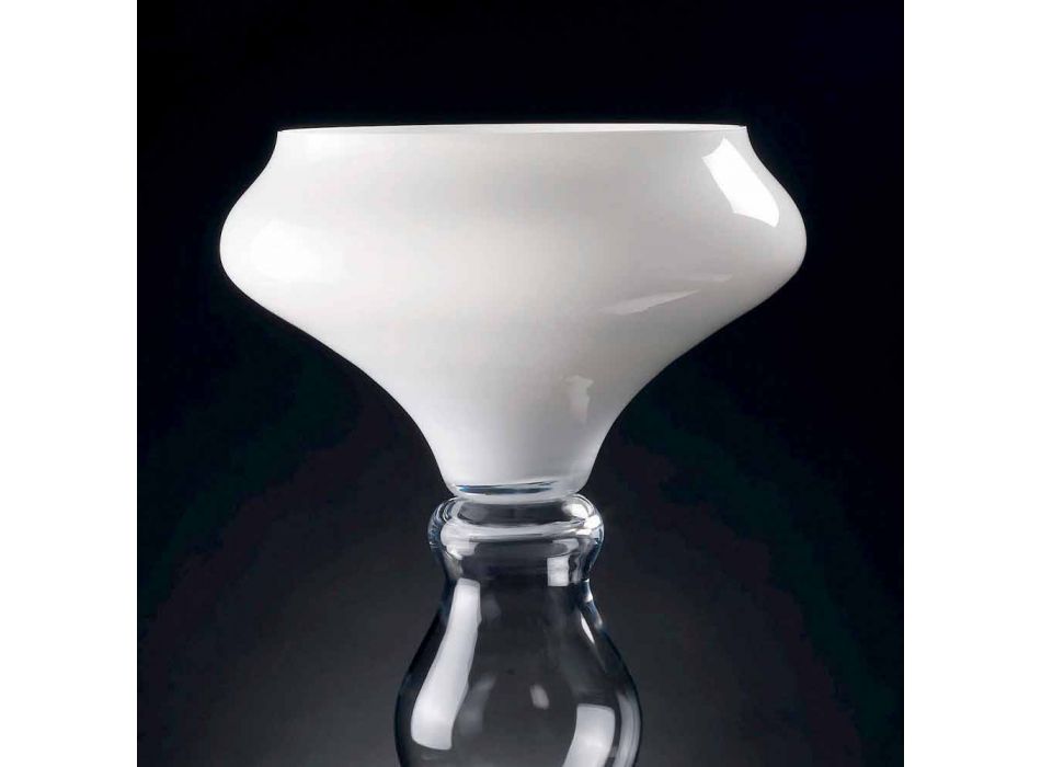 Vaso Decorativo Moderno em Vidro Branco e Transparente Fabricado na Itália - Vulcano Viadurini