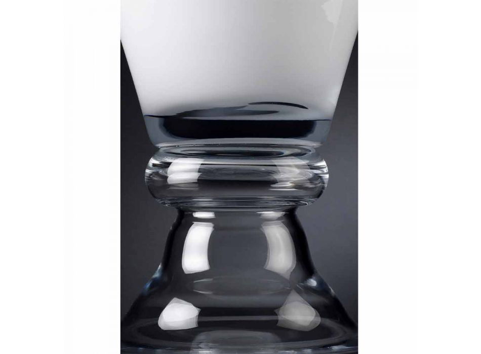 Vaso Decorativo Moderno em Vidro Transparente e Branco Fabricado na Itália - Romântico Viadurini