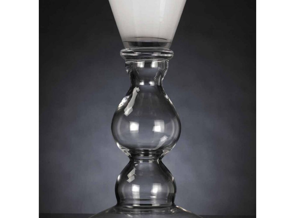 Vaso Decorativo Moderno em Vidro Transparente e Branco Fabricado na Itália - Romântico Viadurini