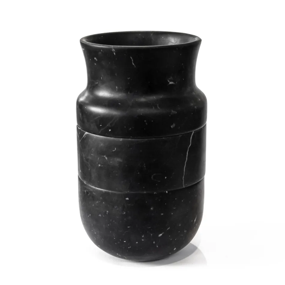 Decoração de Vasos em Mármore Carrara Branco e Design Marquinia Preta - Calar Viadurini