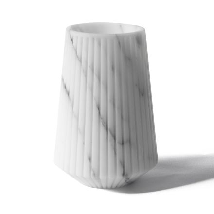 Vaso de mármore branco de Carrara ou design listrado preto Portoro - Cairo Viadurini