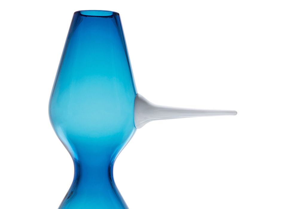Vaso de design moderno em vidro soprado azul Murano feito na Itália - nariz Viadurini