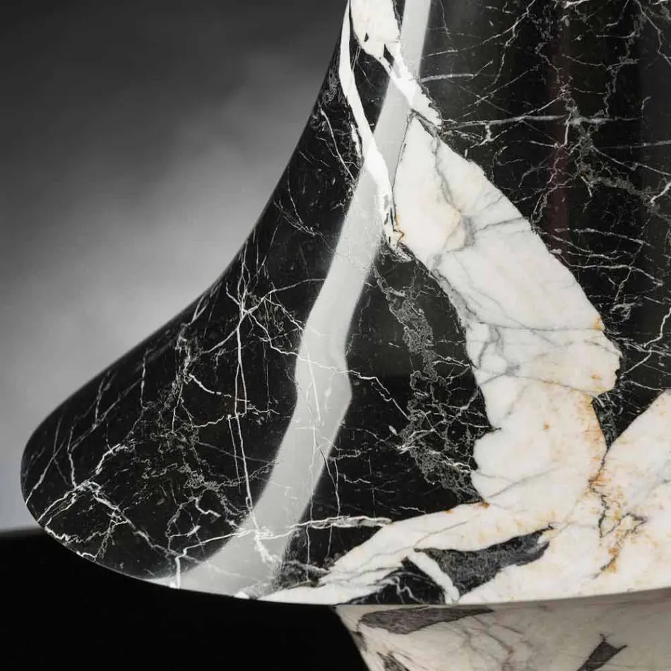Vaso Interior Elegante em Mármore Branco e Preto Fabricado na Itália - Original Viadurini
