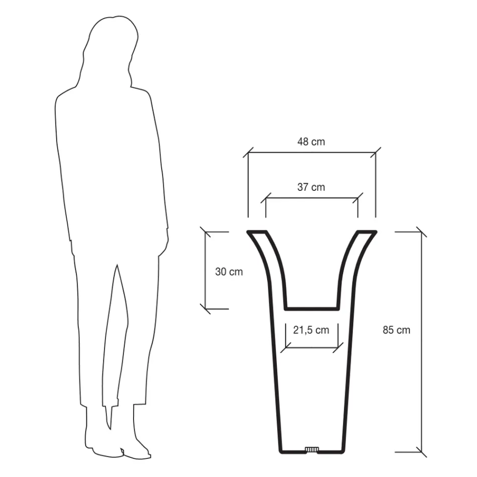 Plantador de jardim redondo em polietileno fabricado na Itália - Tremont Viadurini