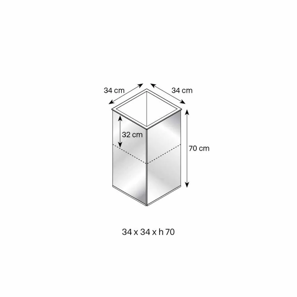 Vaso de espelho geométrico autoportante e estrutura em madeira e aço - Ghenna Viadurini