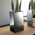 Vaso de espelho geométrico autoportante e estrutura em madeira e aço - Ghenna Viadurini