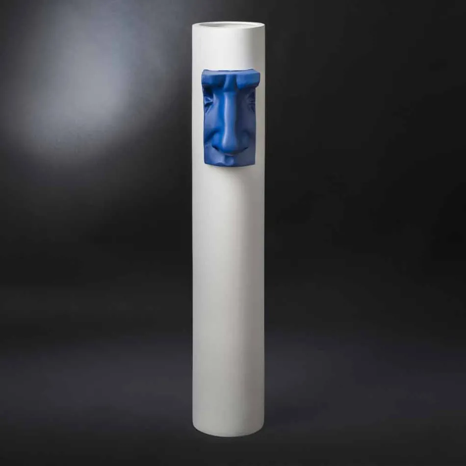 Vaso de Cerâmica Branca com Inserto Colorido Feito à Mão na Itália - Monte Viadurini