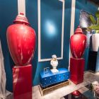 Vaso de Cerâmica Lacado Vermelho com Decoração Feito à Mão na Itália - Verio Viadurini
