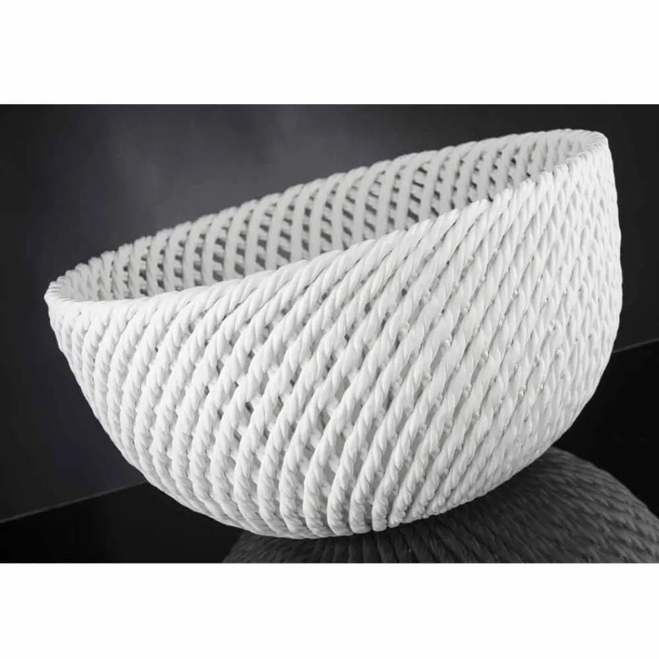 Vaso de cerâmica feito à mão com trama tecida feito na Itália - Napoleão Viadurini