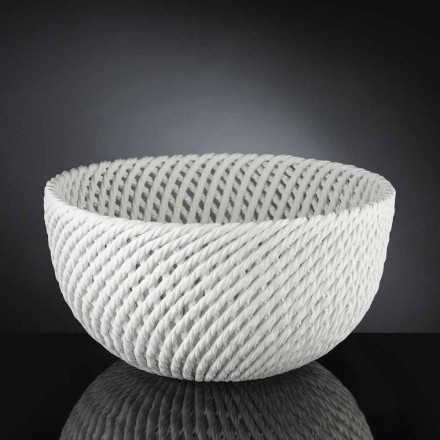 Vaso de cerâmica feito à mão com trama tecida feito na Itália - Napoleão Viadurini