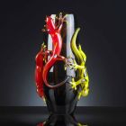 Vaso de vidro colorido com lagartixas artesanais na Itália - Geco Viadurini
